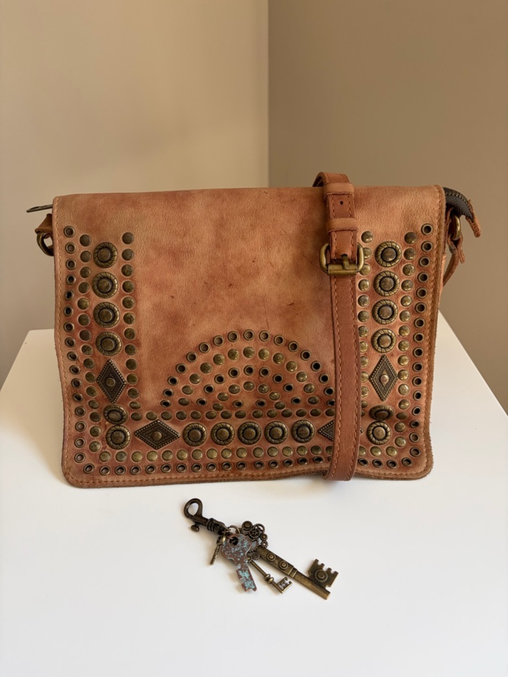 Patricia Nash Studded Leather Crossbody Bag